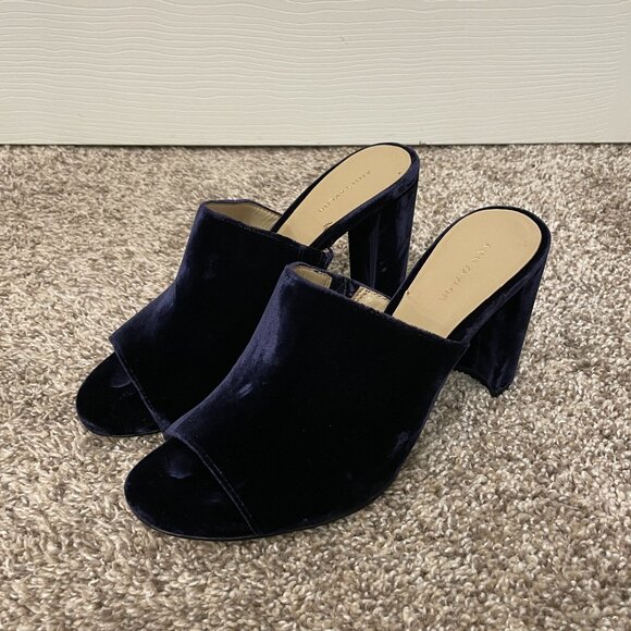 Ann Taylor Hayden Blue Velvet Heeled Mules in Night Sky Size 7 - Picture 1 of 6
